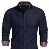 Coofandy Jeanshemden Herren regular fit Denim Shirt Langarmhemd Cowboy-Style Freizeit Hemden , Farbe - Ultramarin , Gr. XL