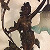 Jugendstil Lampe Frauenfigur Bronze auf Marmorsockel